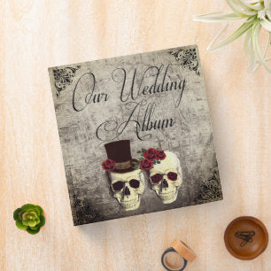 Goth Skulls with Roses Wedding Photo Album 3 Ring Binder