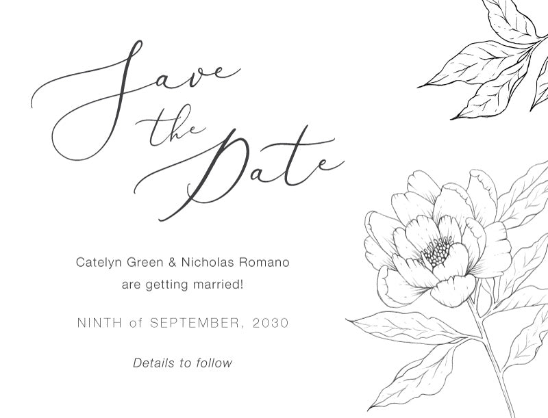Graphite Blooms Save The Date Cards by Nicole C.