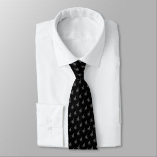 Gray on Black F-15E Fighter Jet Pattern Neck Tie