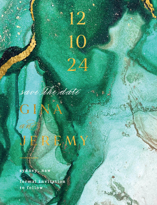 Green Gem Save The Date Cards by Inggrid H.