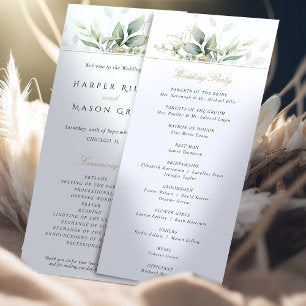 Greenery and Gold Wedding Ceremony Program