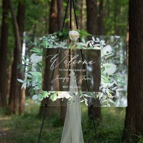 Greenery botanical Welcome to our wedding acrylic sign CS051