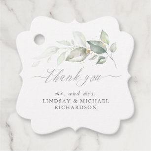 Greenery Elegant Romantic Wedding Thank You Favor Tags