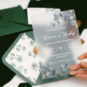 Greenery Eucalyptus Frosted Acrylic Wedding Invitation Cards CAM060