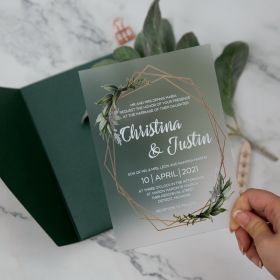 Greenery Frosted Acrylic Wedding Invites CAM027