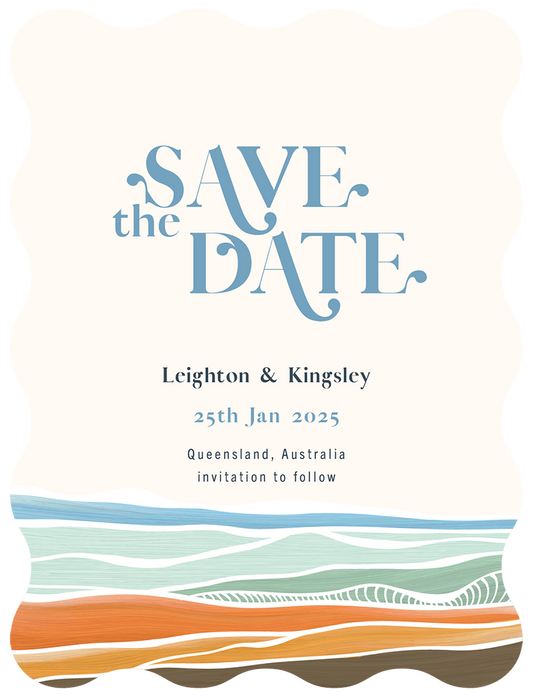 Groovy Waves Save The Date Cards by Putri N.