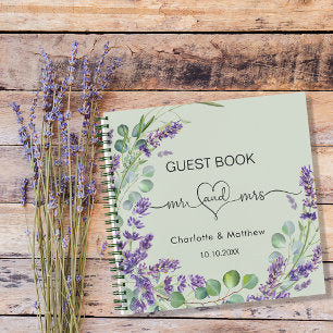 Guest book lavender sage green mr mrs wedding