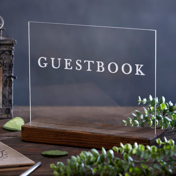 Guestbook Minimalist Modern Acrylic Wedding or Event Sign
