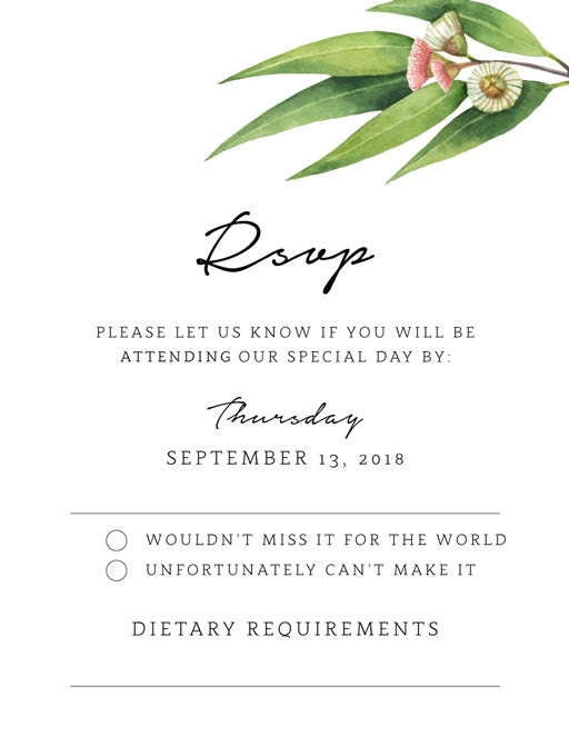 Flowering Gum RSVP Cards by Jarred T.