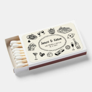 Hand Drawn funky Handwritten Las Vegas Wedding Matchboxes
