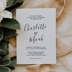 Hand Drawn Heart The Wedding Of Invitation