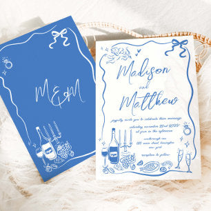 Hand Drawn Illustrations Doodles Wedding Invitation