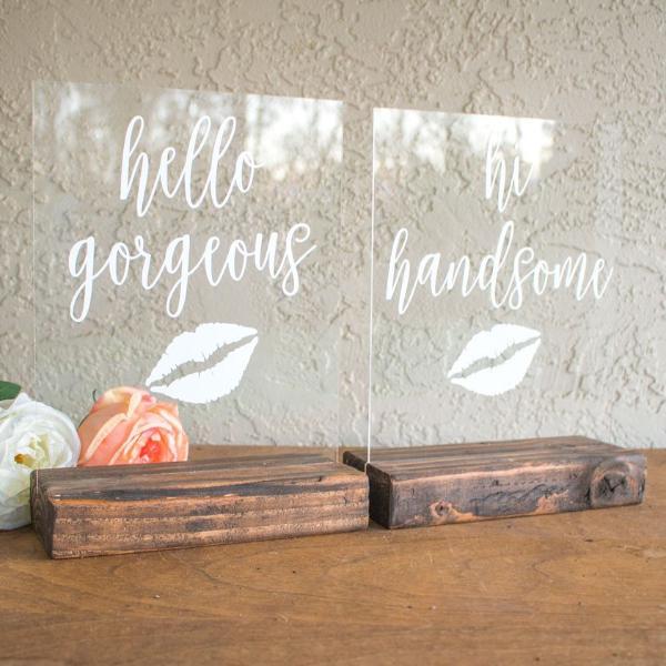 Hello Gorgeous, Hi Handsome Wedding Signs
