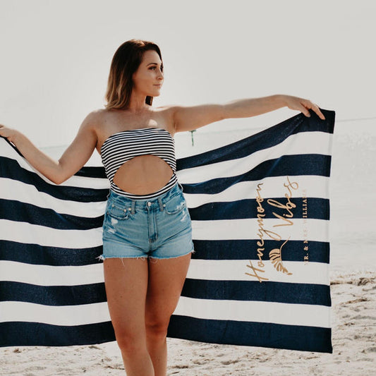 Honeymoon Vibes Personalized Beach Towel