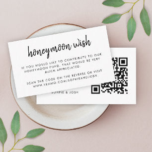 Honeymoon Wish QR Code Wedding Registry White Enclosure Card