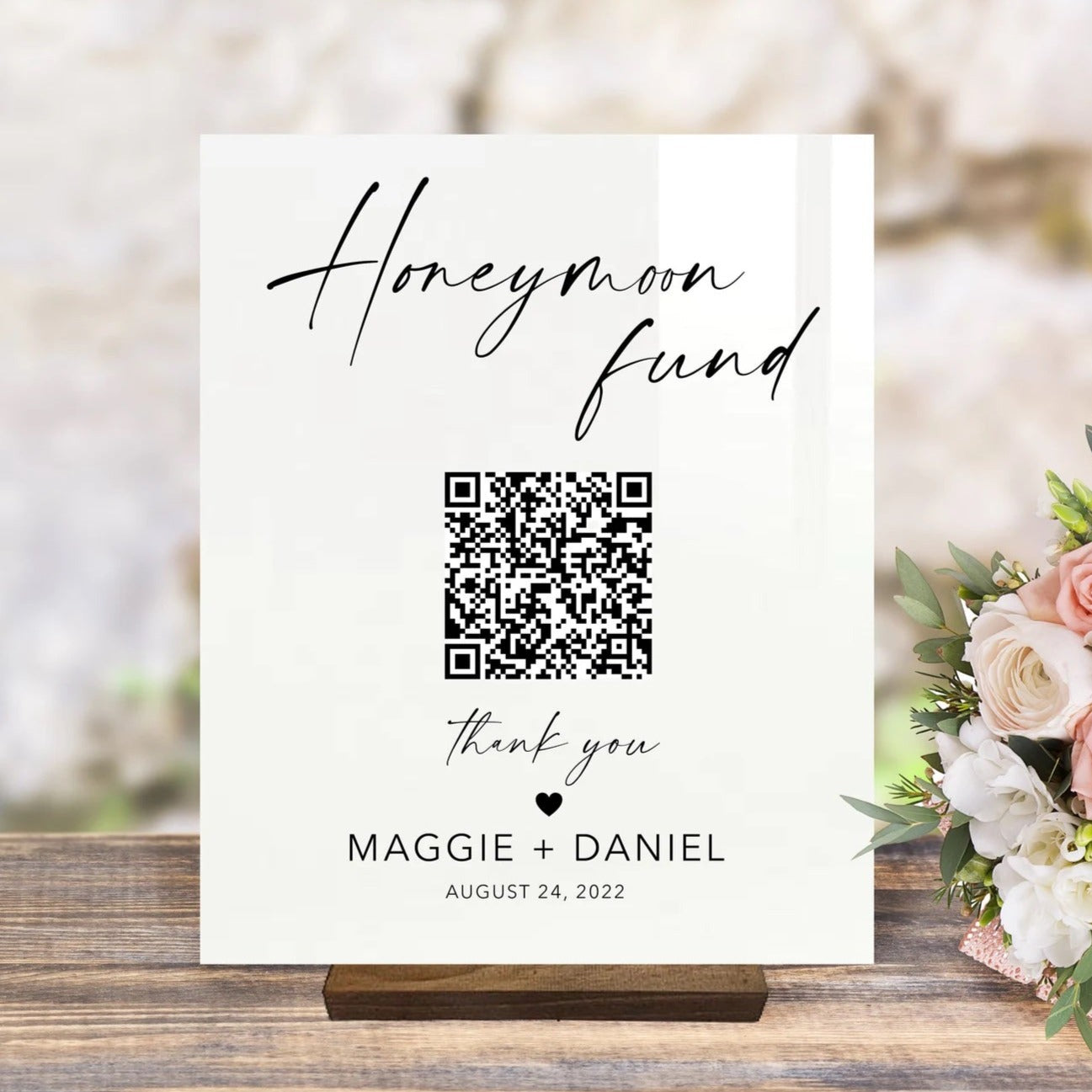 Honeymoon Fund Acrylic Wedding Sign