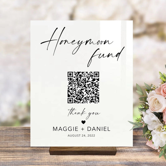 Honeymoon Fund Acrylic Wedding Sign