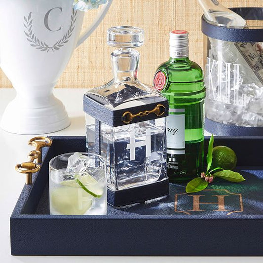 Horsebit Leather And Glass Decanter