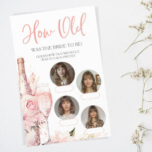 How Old Was Bride Bridal Shower Party Game Pink