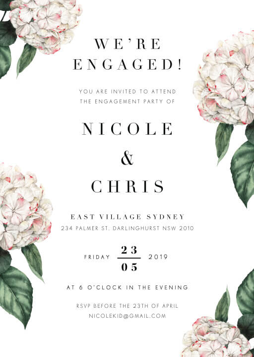 Hydrangea Engagement Invitations by Stella M.