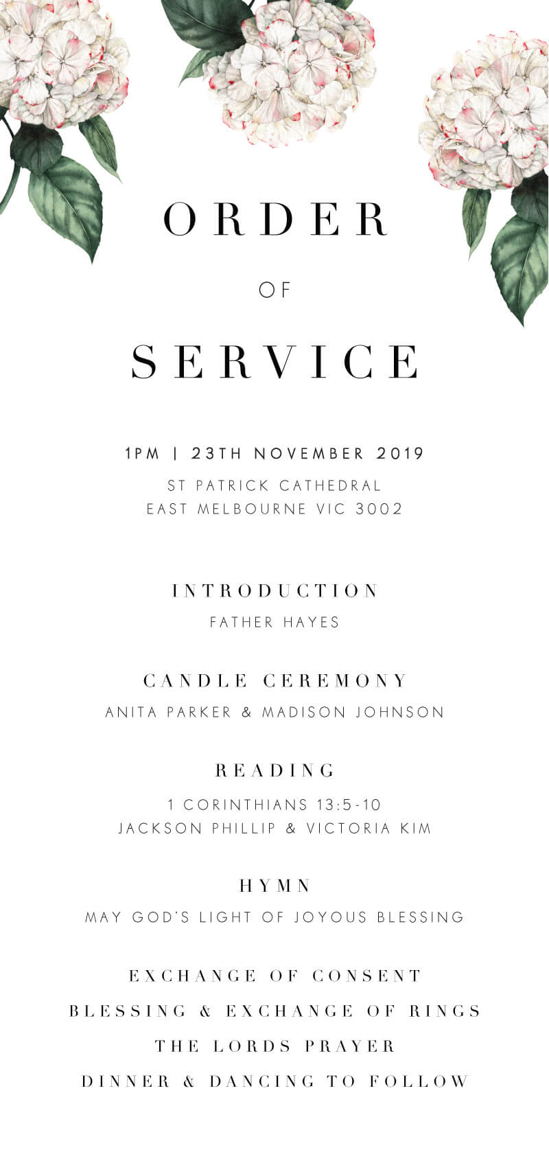 Hydrangea Wedding Program by Stella M.