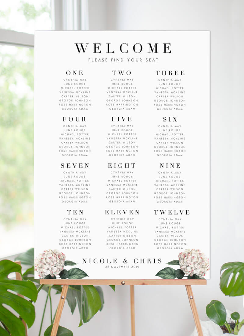 Hydrangea Seating Chart by Stella M.