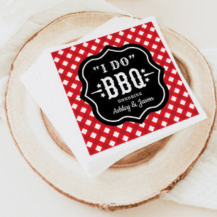 I Do BBQ Red Gingham Custom Wedding Napkins