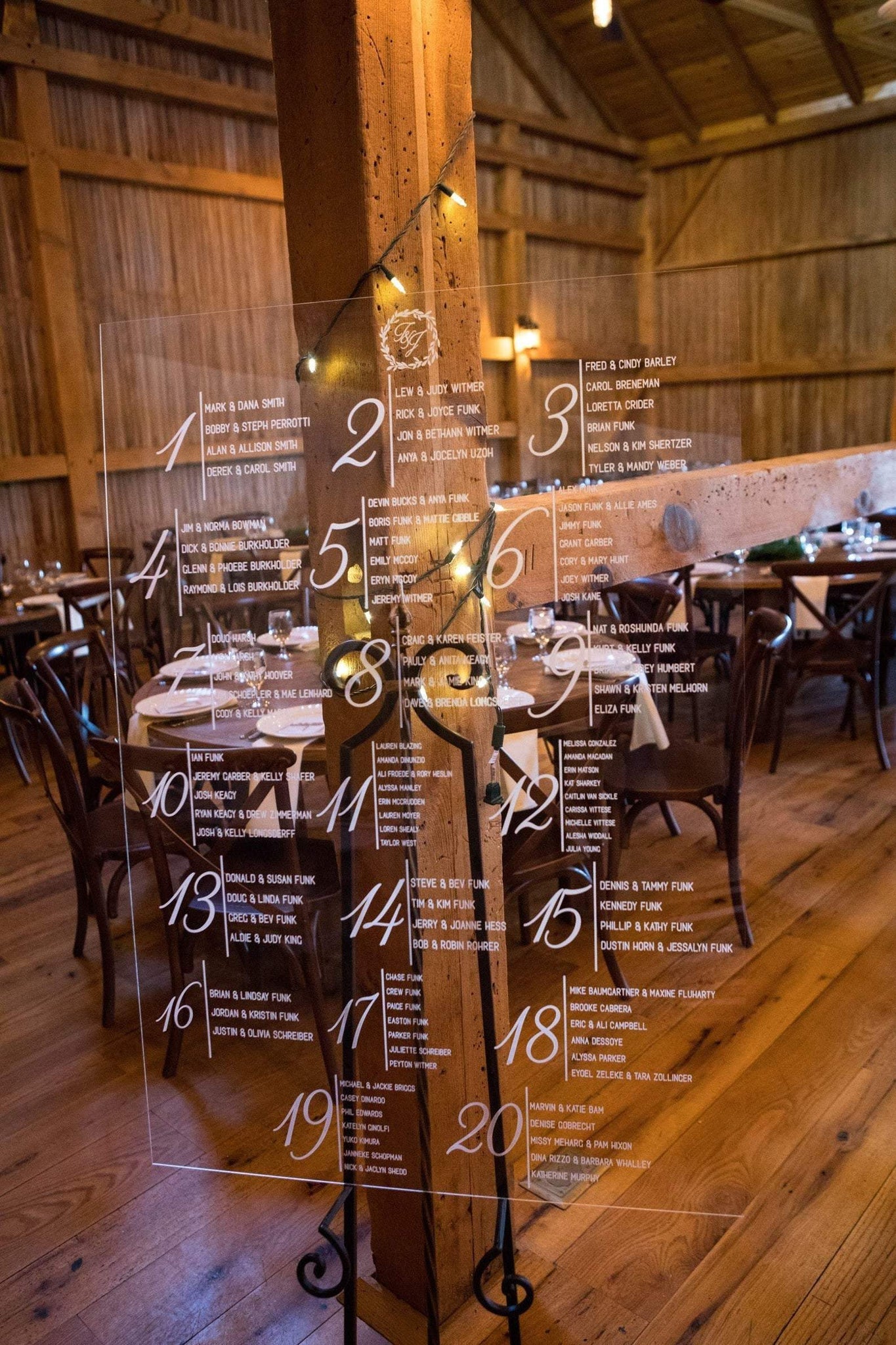 Acrylic Transparent Seating Chart UV printed