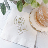 Custom Wedding Napkins Featuring Your Pet's Illustration
