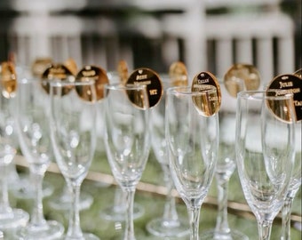 Custom Mirror Lasercut Drink Tags - Round Acrylic Tags - Seating Arrangement