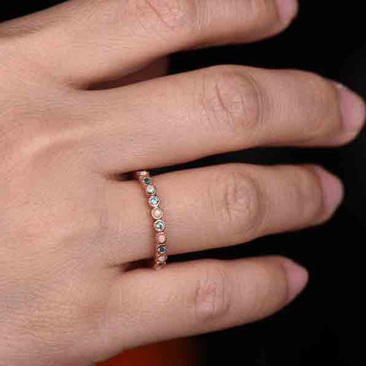 Full Eternity Alexandrite And Opal Wedding Band