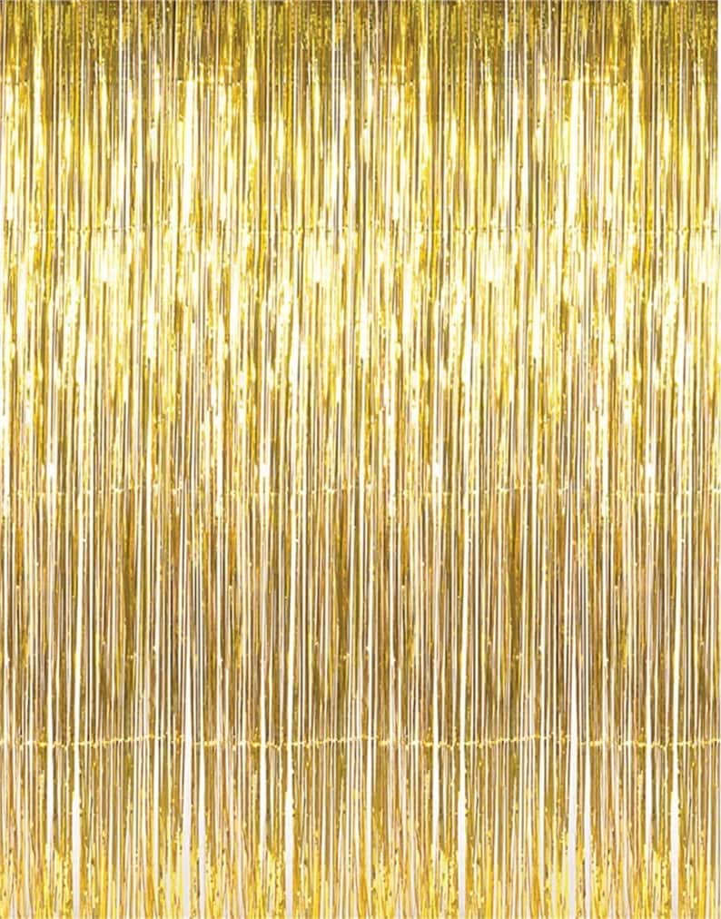 3.2 ft x 9.8 ft Metallic Tinsel Foil Fringe Curtains for Party Photo Backdrop Wedding Decor
