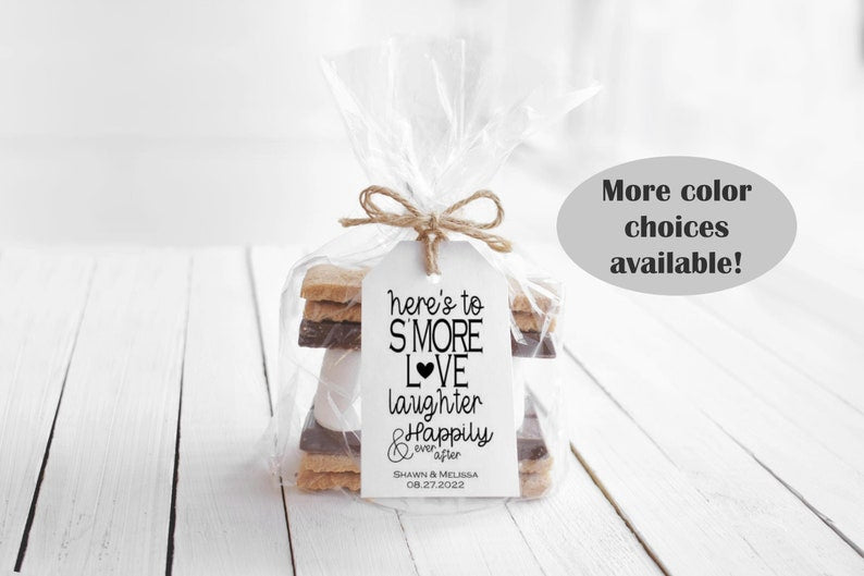 Here's To S'more Love Laughter and Happily Ever After Wedding Favor Tags, Wedding, Rehearsal Dinner, Reception, Shower, Party (Pack of 40) b