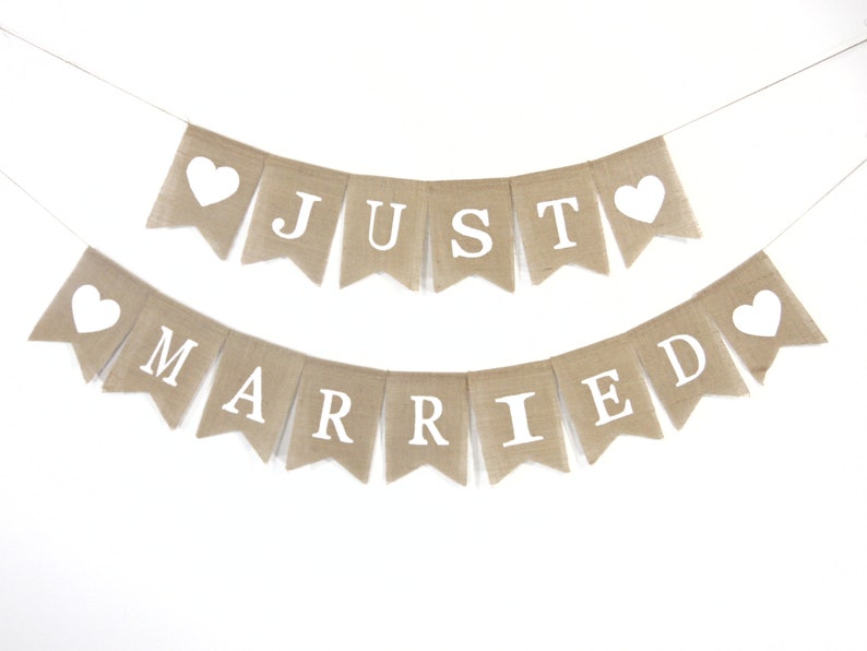 Just Married Banner, Wedding Decor, Just Married Bunting, Just Married Garland, Burlap Banner, Burlap Bunting, Wedding Shower Banner