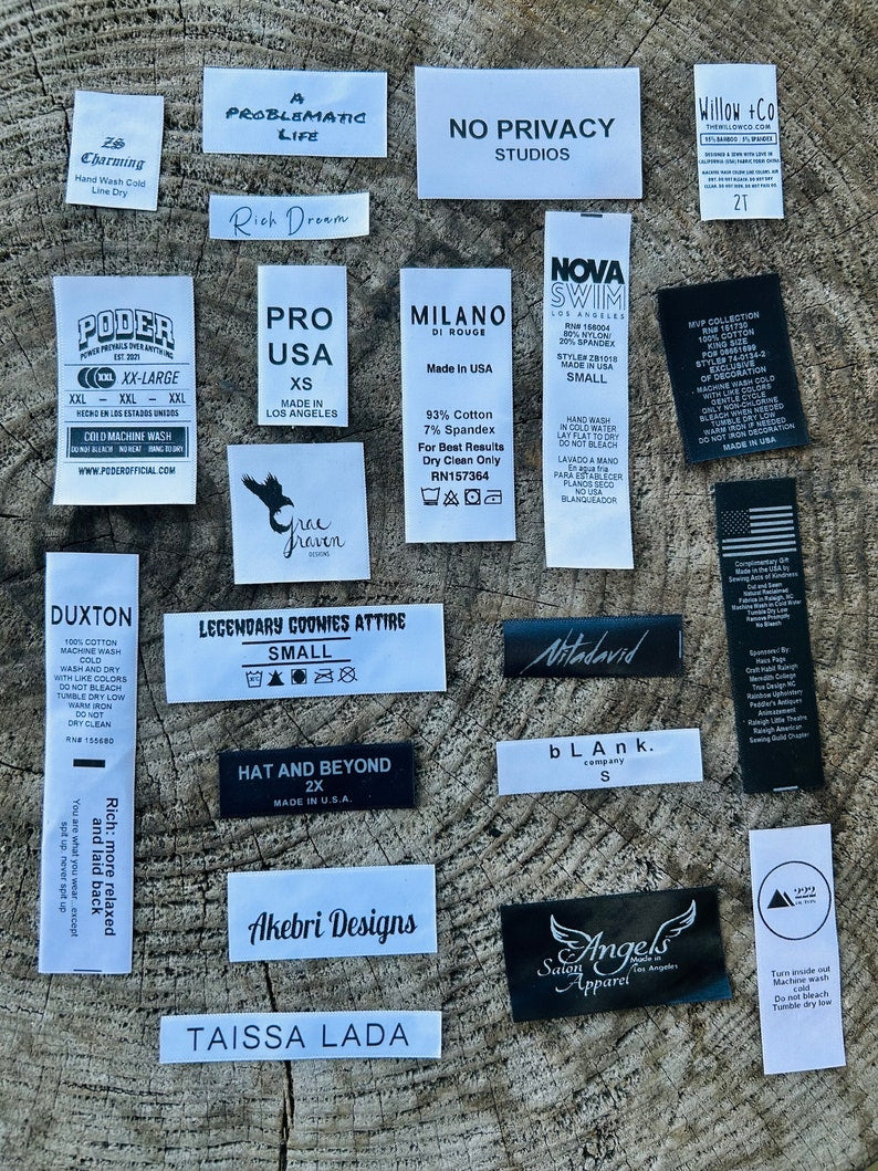 100 pcs Custom Printed Satin Material Main Labels or Care Content Labels