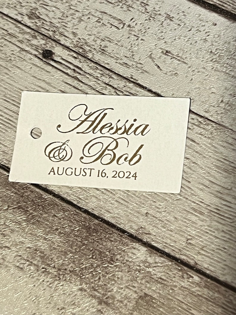 Gold Foil Wedding Favor Tags: Personalized Thank You, Small Size