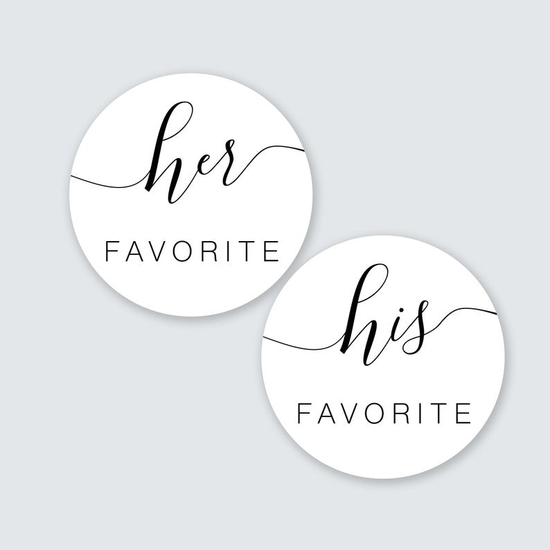 His Her Wedding Favor Stickers | His Her Favorite Sticker | His Her Favor Label | His Favorite | Her Favorite| His Her Favorite Stickers