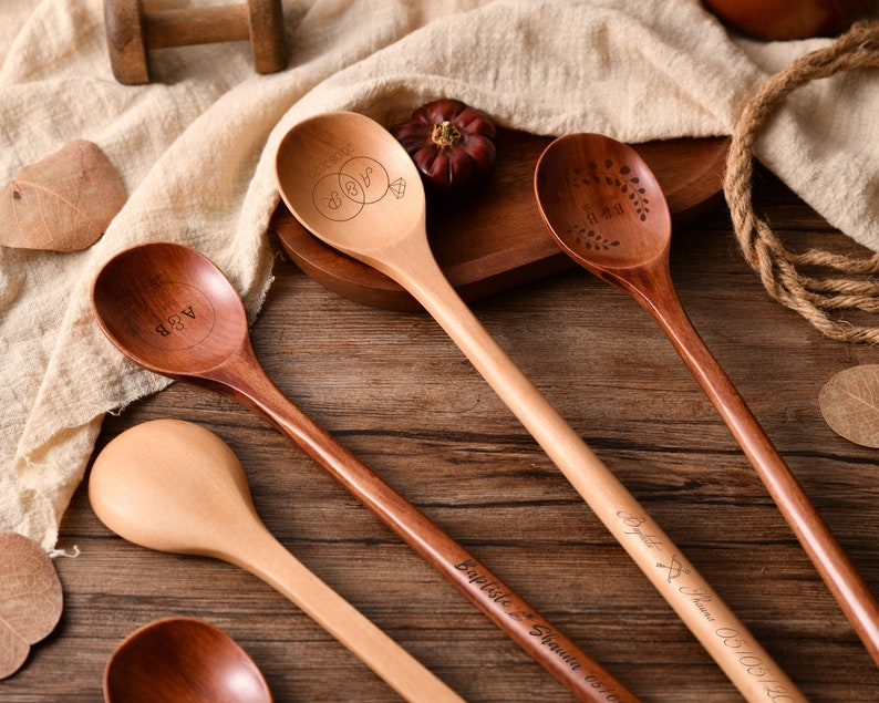 Engraved Wooden Spoon Set-Perfect Bridal Shower Gift,Wedding Shower Gift,Love Recipe Spoon, Kitchen Decor, Wedding Favor Spoon,Kitchen Gift.