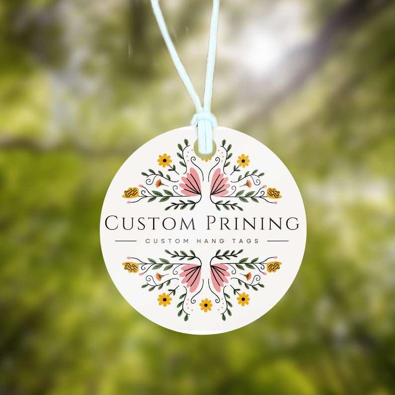 1.5" Circle Tag| 100 Pcs with String ~ Custom Tags ~ Round Tags ~ Printed Tags ~ Personalized Tags ~ Custom Hang Tags ~ Product Tags