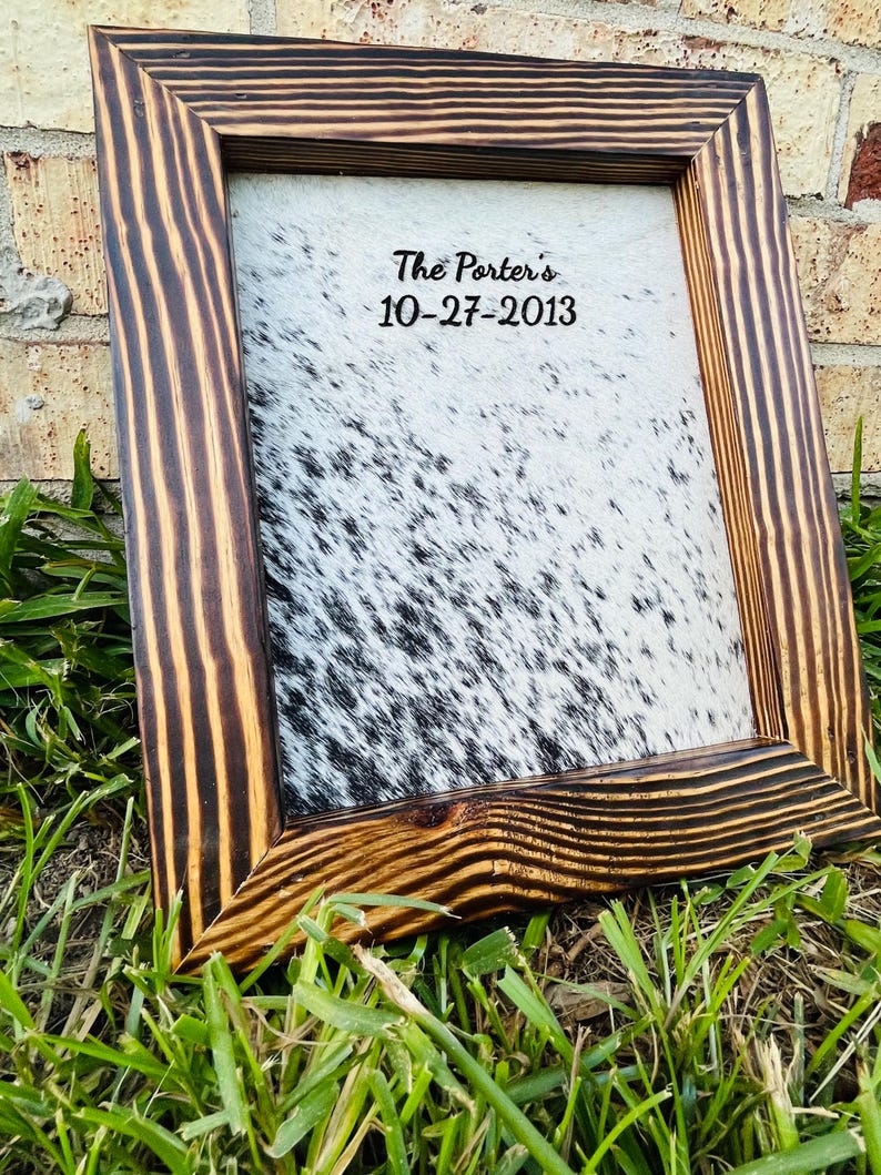 Framed cowhide for branding ceremony wedding personalized with name and date Western wedding/ Cowhide decor wedding gift farmhouse decor