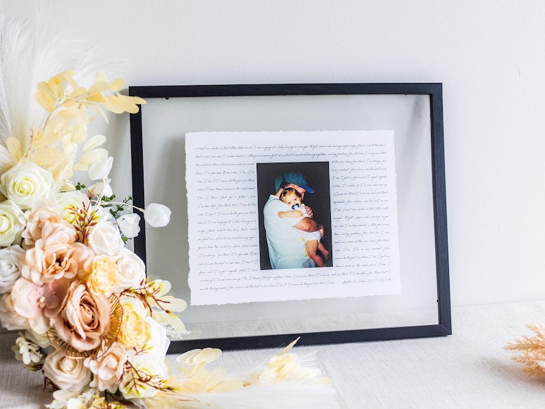 Father of the Bride Gift- Framed picture of Bride and Dad, Personalized Frame for Dad, Father-Daughter Dance, Song Lyrics, Mother-Son Dance