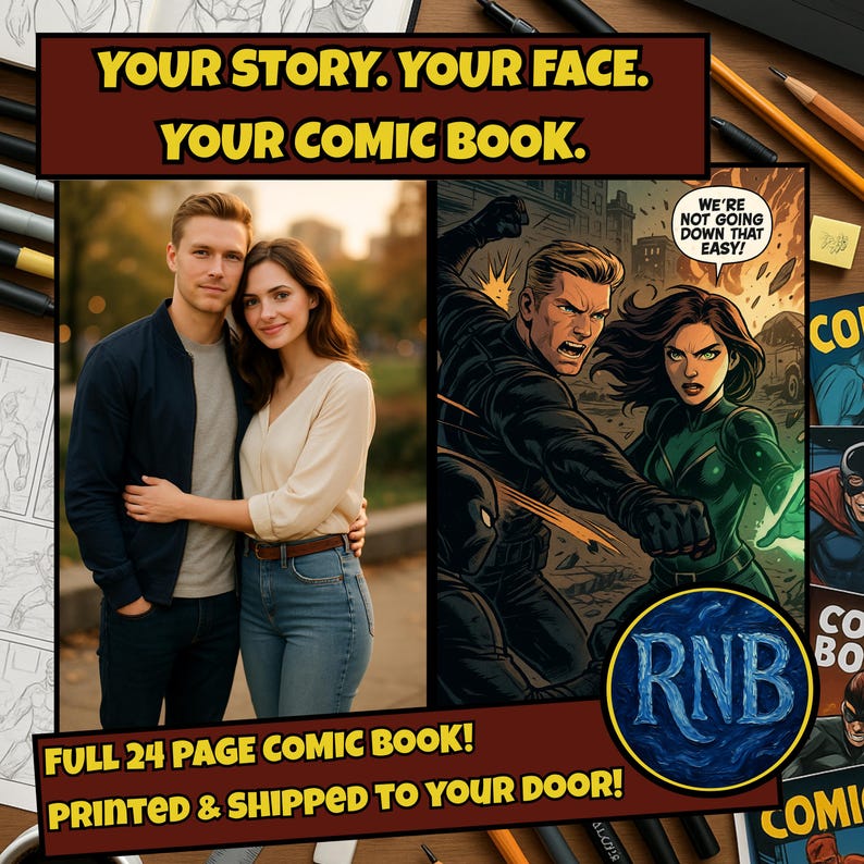 Fully Personalized Comic Book Custom Story & Illustrations | Printed 24-Page Special Gift | Fully Unique Comic Based on Your Photos