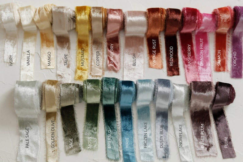 Hand dyed velvet ribbon,velvet ribbon by the yard,velvet ribbon for wedding bouquets invitations, flower arrangement,wedding decor-31 colors