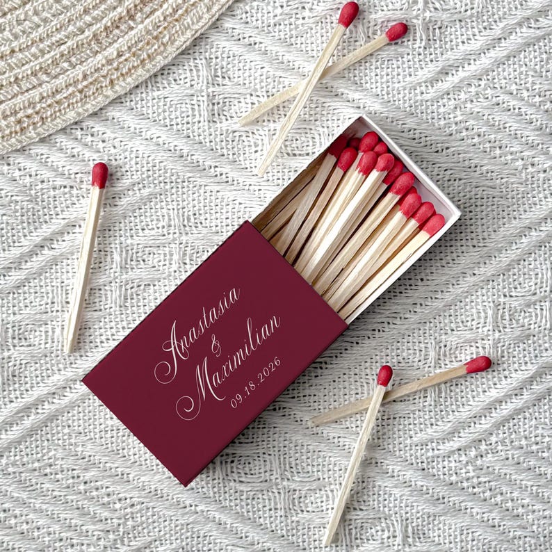 Personalized Matchbox Favors for Guests, Custom Wedding Matchbooks, Monogram Wedding Decor, Wedding Gift Bridal Shower, The Perfect Match
