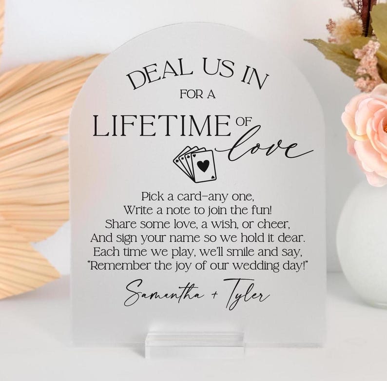Deal us in, Wedding Card Game, Playing Cards, Please Sign Our Guestbook, Arch Acrylic Signage Print and Cut Single Designs STC