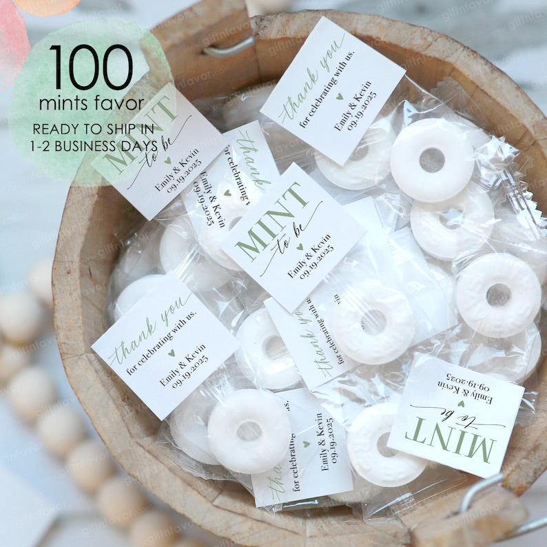 100pcs Mint To Be Wedding Favors,Wedding Mints Labels,Custom Wedding Mint Labels,Personalized Wedding Mint Favors