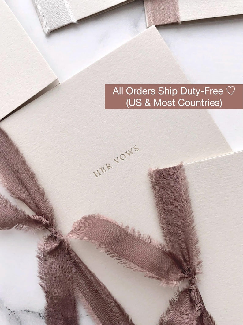 Gold Foil Vow Books Set of 2: His and Hers, Personalized Wedding Keepsake