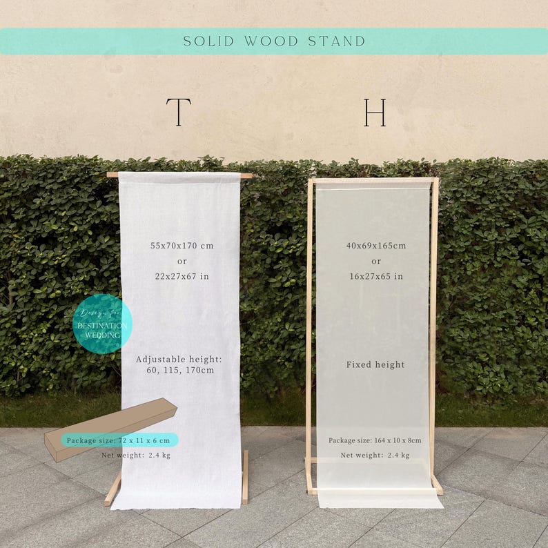 Fabric Sign Wood Stand | Wedding Welcome Sign Stand | Destination Wedding Decor | Rustic Wedding Display | seating chart signs stand