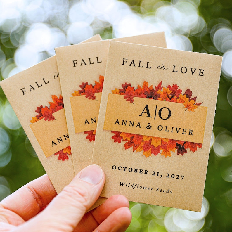Fall Wedding Favors Seed Packets In Love Autumn Rustic Eco Friendly Outdoor