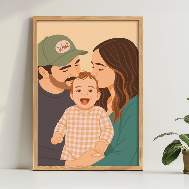 Faceless Digital Portrait, Custom minimalist Faceless Portrait, faceless portrait, Personalized Gift, Family Custom photo, gift for her